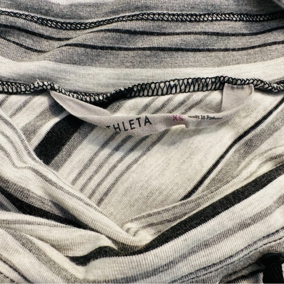 ATHLETA Shadow Striped Faux Wrap Skirt Black Heather Gray PullOn Knit Drawstring - Picture 9 of 13